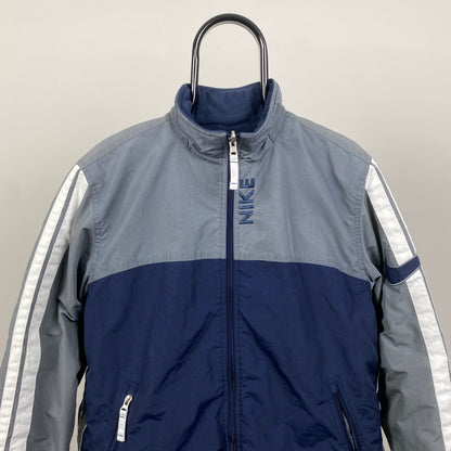 00s Nike Reversible Fleece Coat Jacket Blue Large