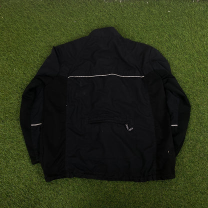 00s Nike Piping Tracksuit Jacket + Joggers Set Black Large