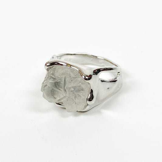 Retro Vintage Crystal Ring Silver