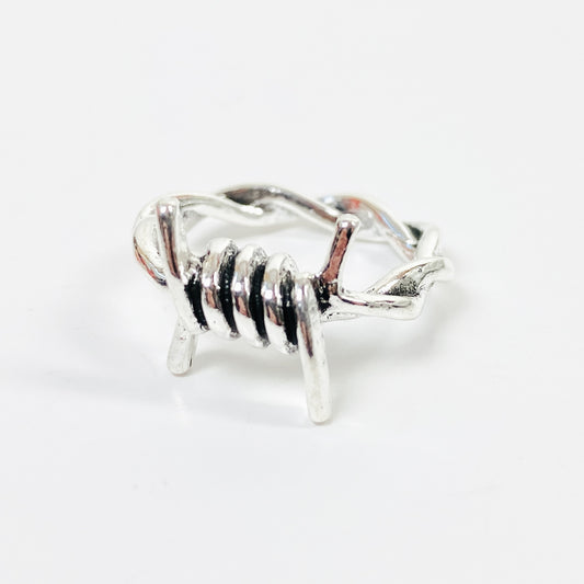 Retro Vintage Barb Wire Ring Silver