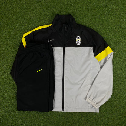 00s Nike Juventus Piping Windbreaker Tracksuit Set Jacket + Joggers Black XL