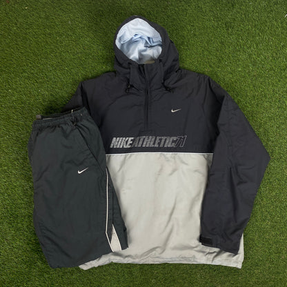 00s Nike Athletic Tracksuit Jacket + Joggers Set Grey Large