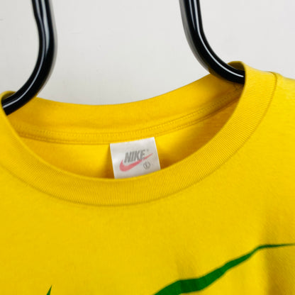 90s Nike Brazil T-Shirt Yellow Large