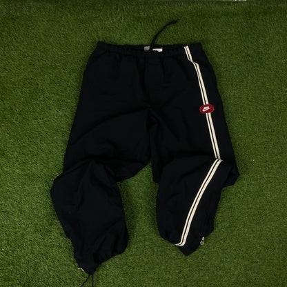 00s Nike Piping Windbreaker Tracksuit Set Jacket + Joggers Black XL