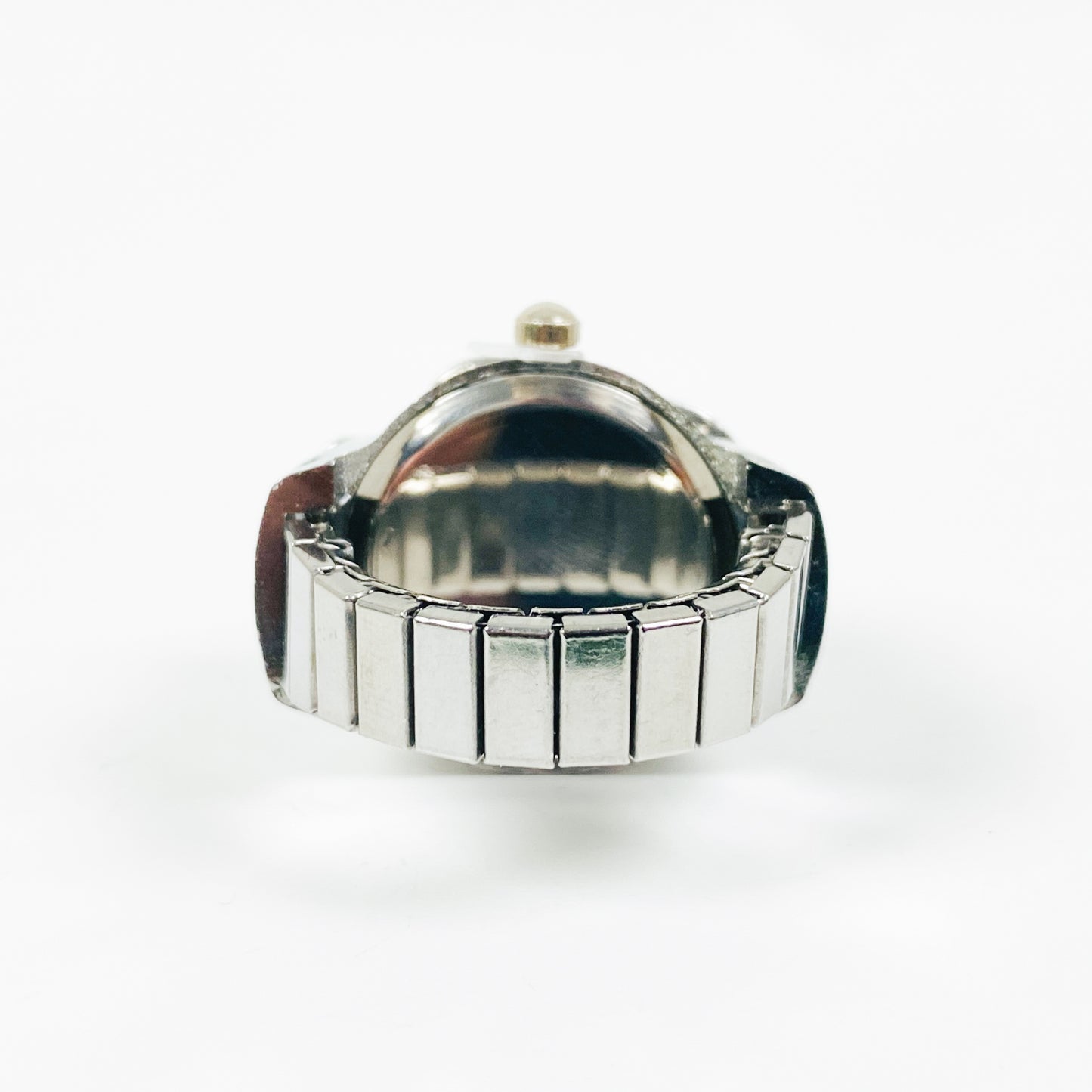 Skull Cap Adjustable Watch Ring Silver