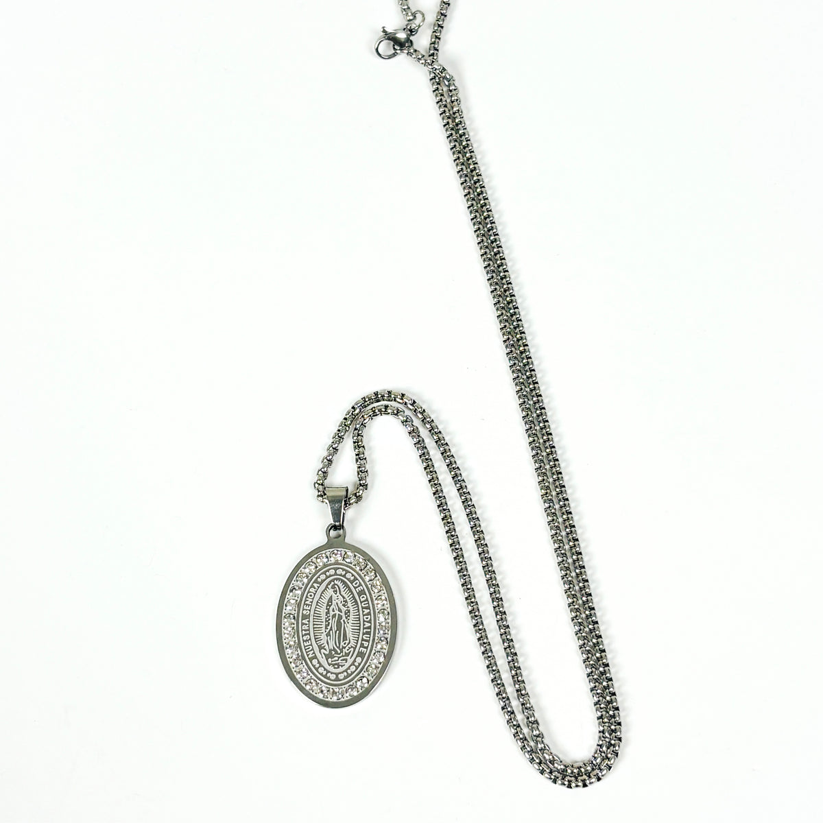 Jesus Gem Necklace Silver
