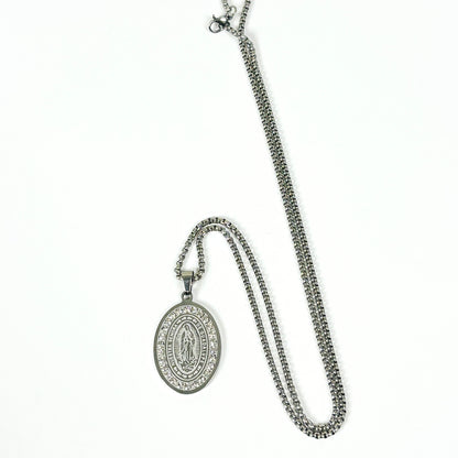 Jesus Gem Necklace Silver