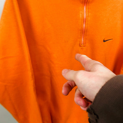 90s Nike 1/4 Zip Sweatshirt Orange Medium