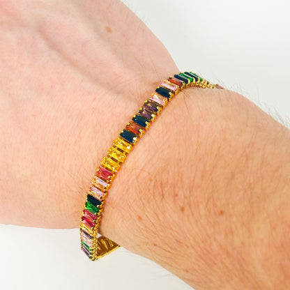 Rainbow Gemstone Bracelet Gold