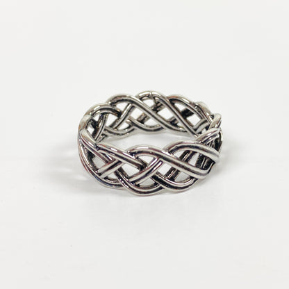 Retro Vintage Woven Ring Silver