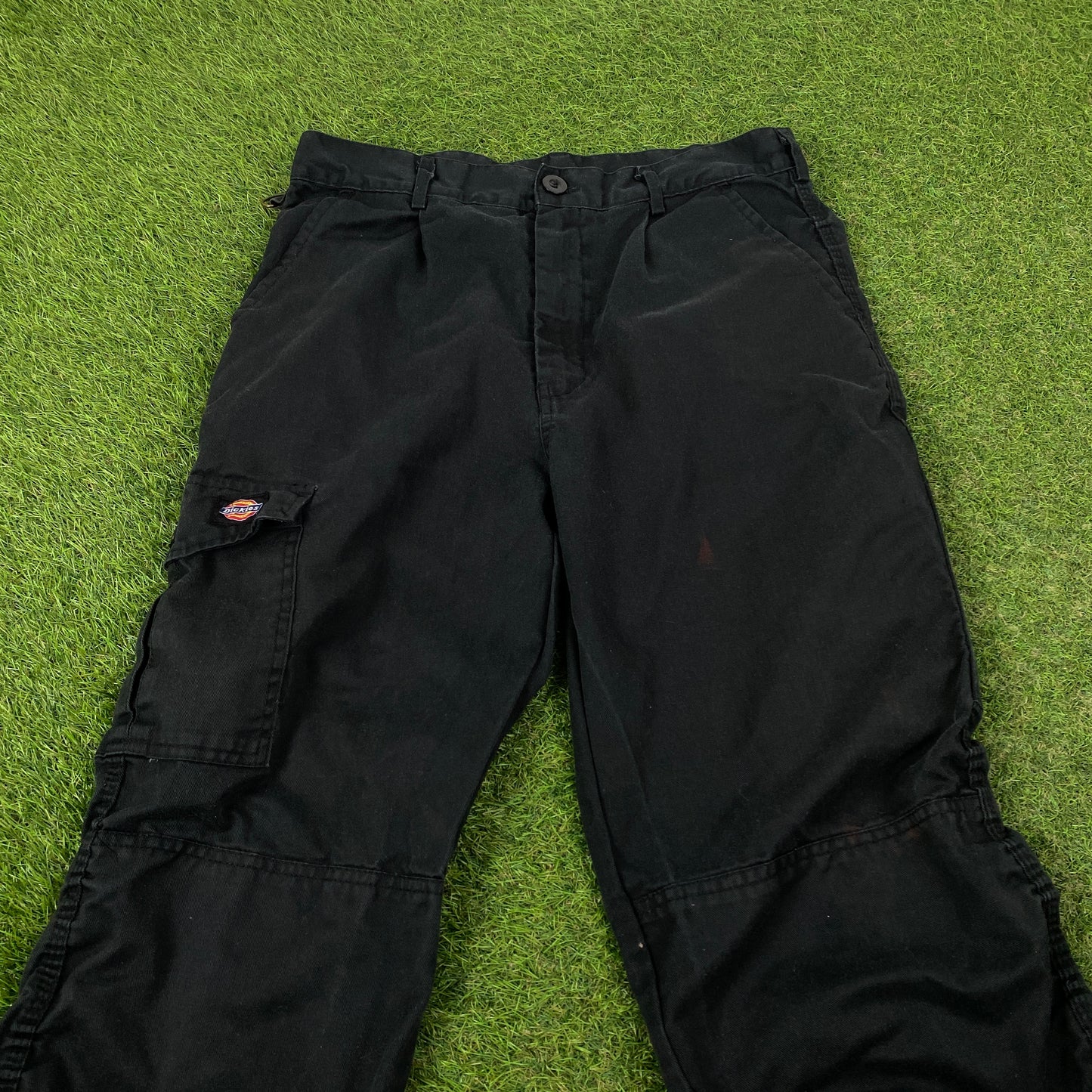 Retro Dickies Workwear Cargo Trousers Joggers Black Large