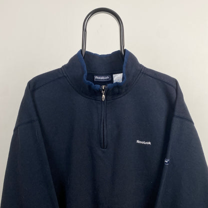 Retro Reebok 1/4 Zip Sweatshirt Blue XL