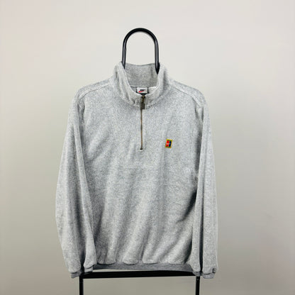 90s Nike Court Towelling 1/4 Zip Sweatshirt Grey Large