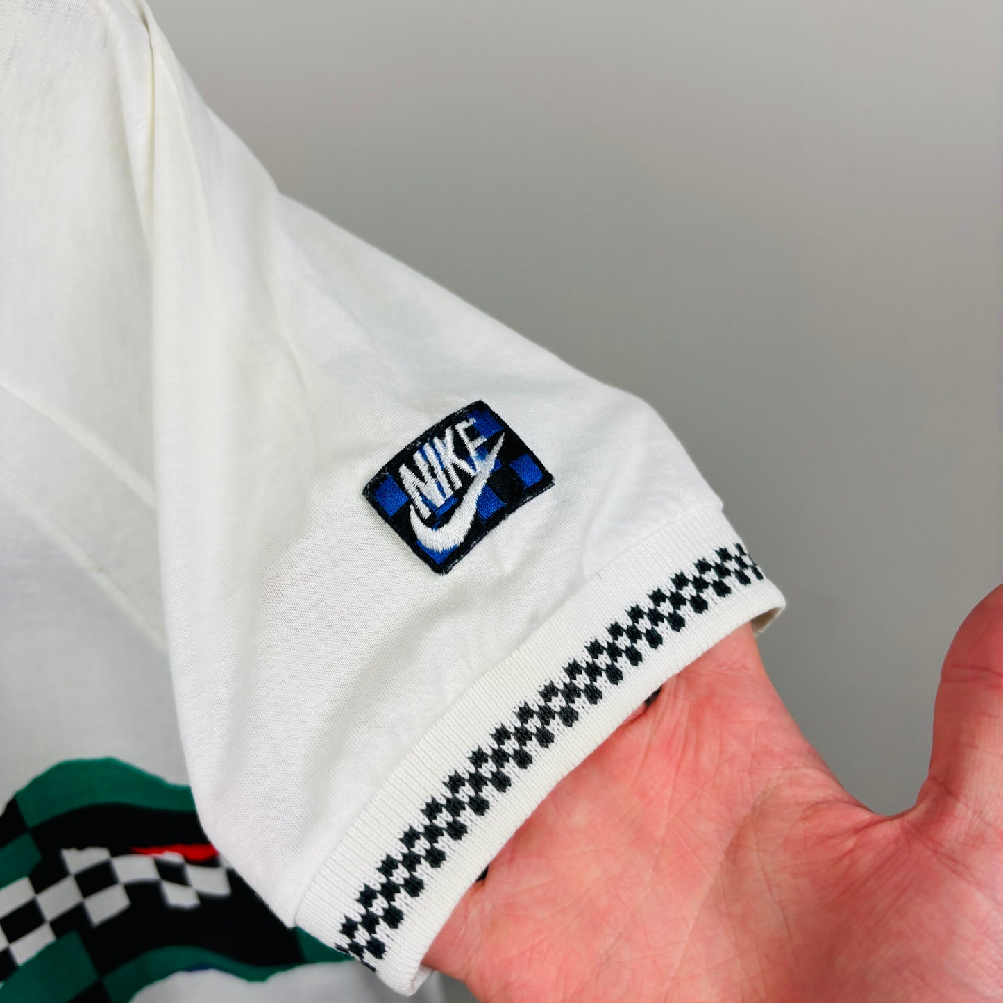80s Nike John McEnroe Checkerboard Polo Shirt T-Shirt White Medium