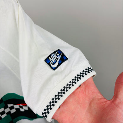 80s Nike John McEnroe Checkerboard Polo Shirt T-Shirt White Medium