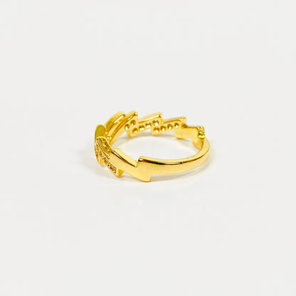 Retro Adjustable Lightning Ring Gold