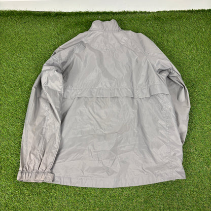 00s Nike Windbreaker Jacket + Joggers Set Grey Medium