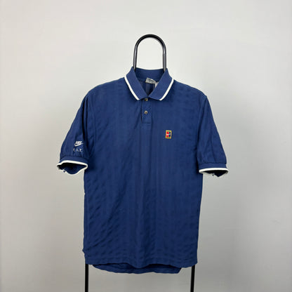 90s Nike Challenge Court Polo Shirt T-Shirt Blue Small