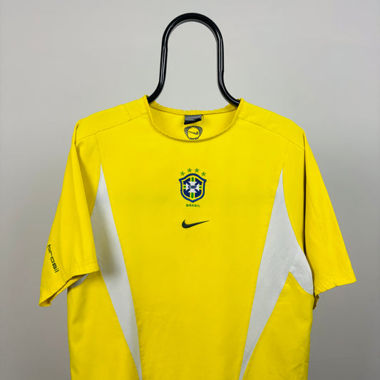00s Nike Brazil Football Shirt T-Shirt Yellow Medium
