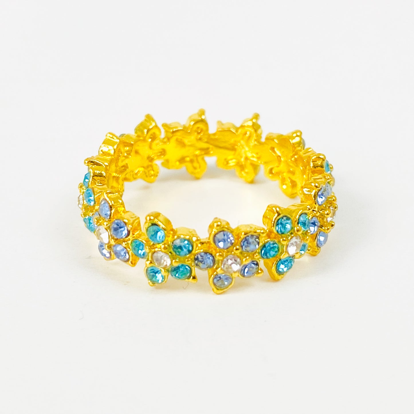 Vintage Gemstone Flower Ring Gold
