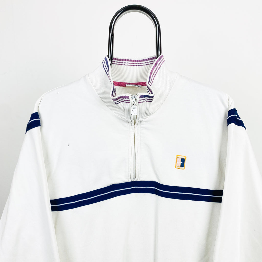 90s Nike Challenge Court 1/4 Zip Sweatshirt White Medium