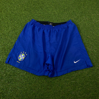 90s Nike Brazil Football Shorts Blue Small