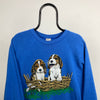 Retro 90s Dog Graphic Sweatshirt Blue Medium