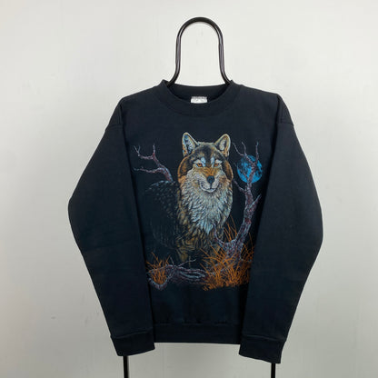 Retro Tultex Wolf Sweatshirt Black Large