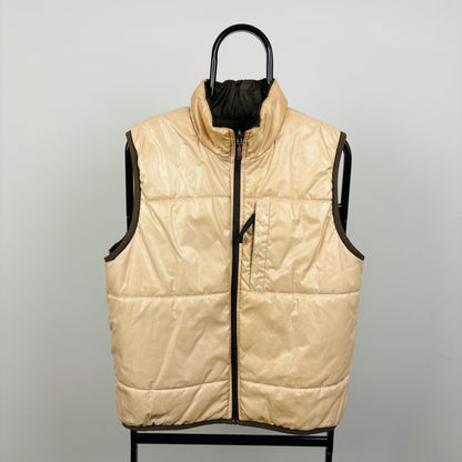 00s Nike Reversible Puffer Gilet Jacket Brown Small