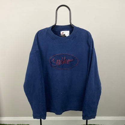 90s Nike Sweatshirt Blue Large