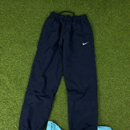 00s Nike Clima-Fit Tracksuit Jacket + Joggers Set Blue Large