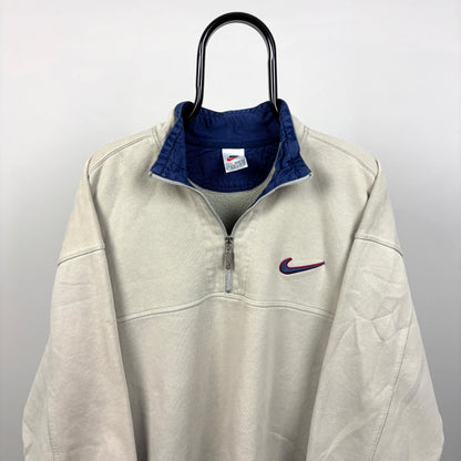 90s Nike 1/4 Zip Sweatshirt Brown XL