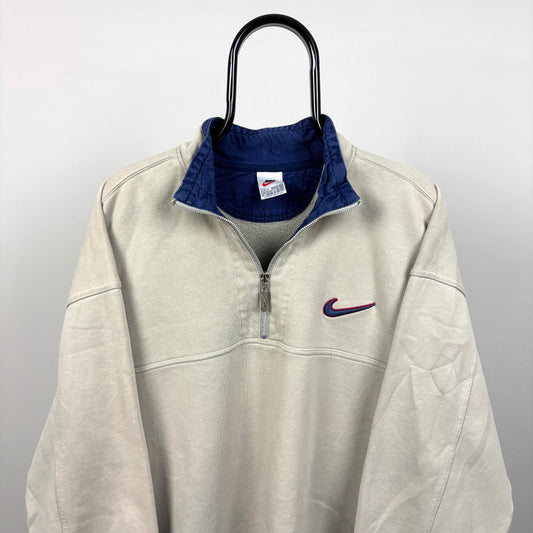 90s Nike 1/4 Zip Sweatshirt Brown XL