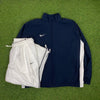00s Nike Piping Tracksuit Set Jacket + Joggers Blue XL