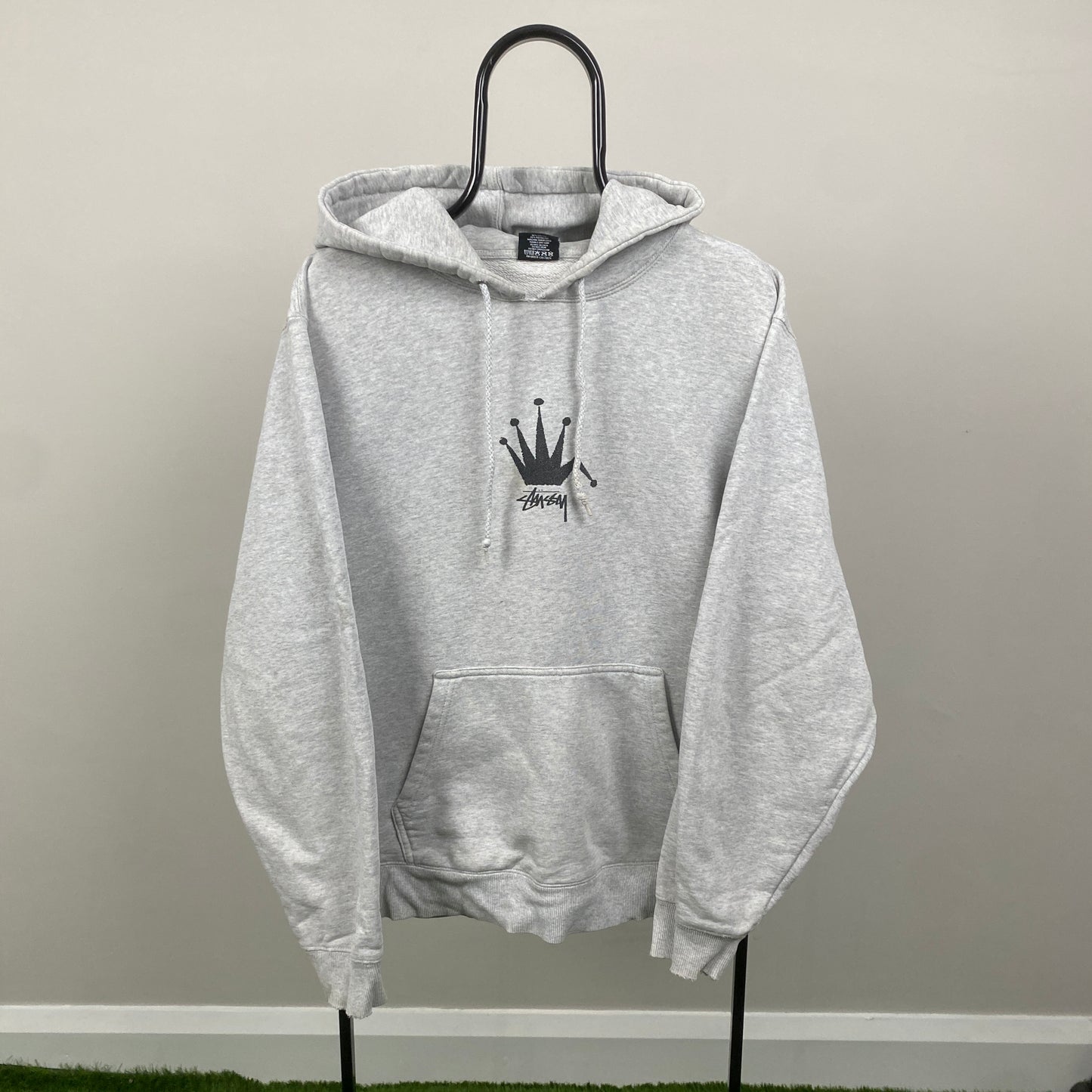 Retro 00s Stussy Hoodie Grey Large