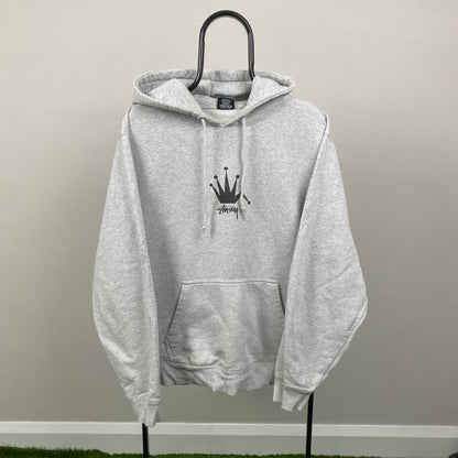 Retro 00s Stussy Hoodie Grey Large