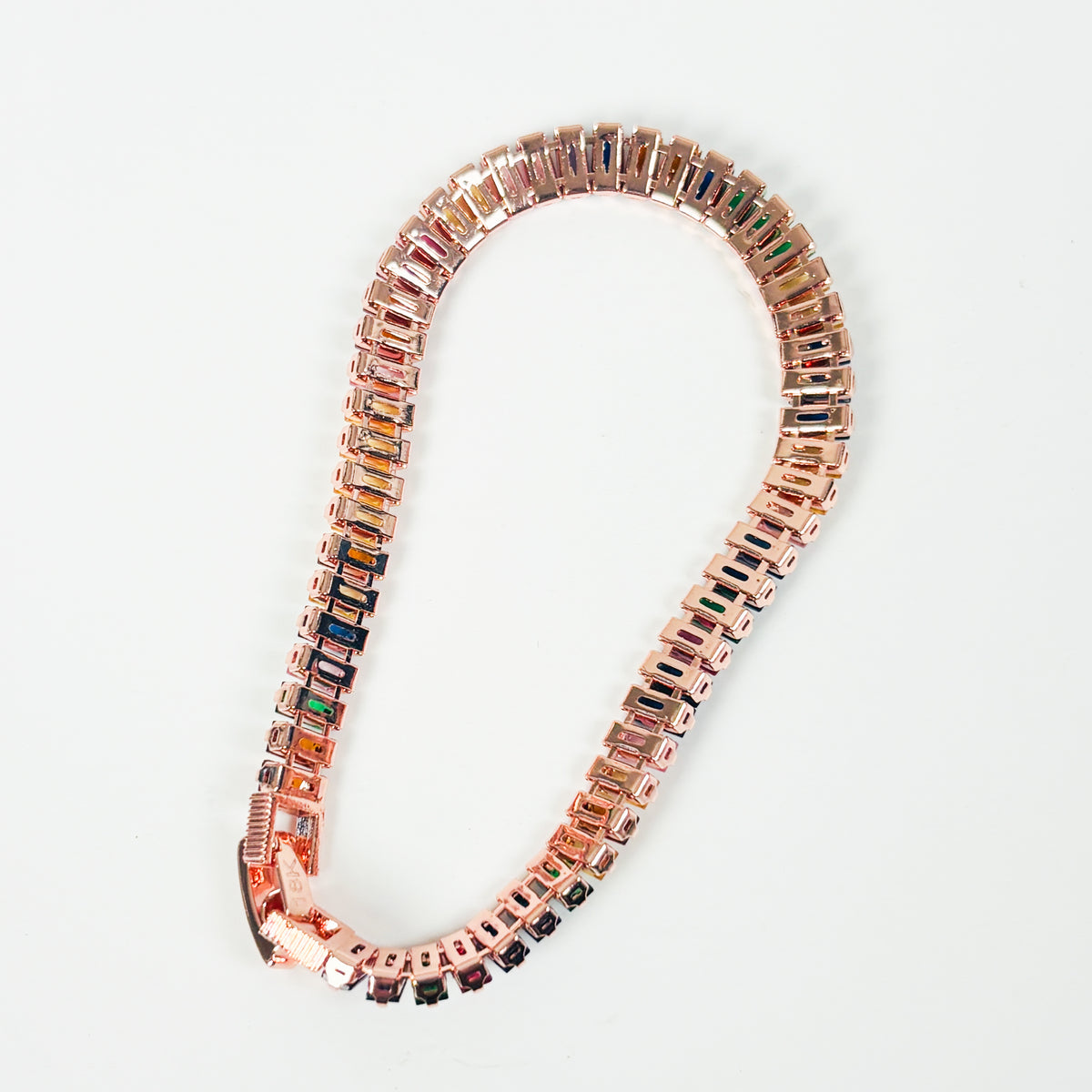 Rainbow Gemstone Tennis Bracelet Rose Gold