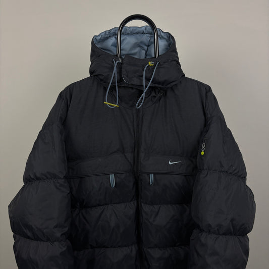 90s Nike Down Puffer Jacket Black Large