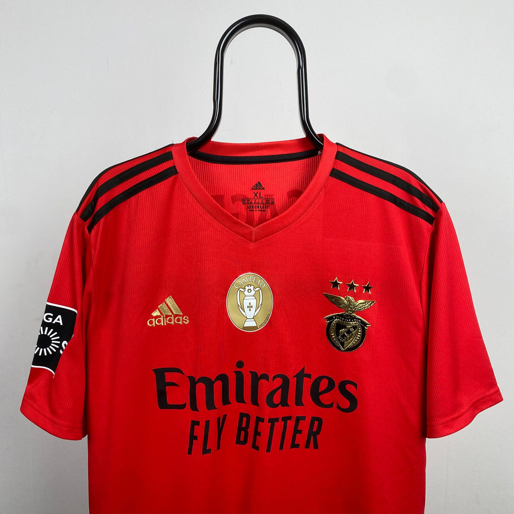 00s Adidas Benfica Football Shirt T-Shirt Red XL