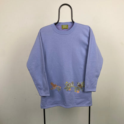 Retro Bird Sweatshirt Purple Small