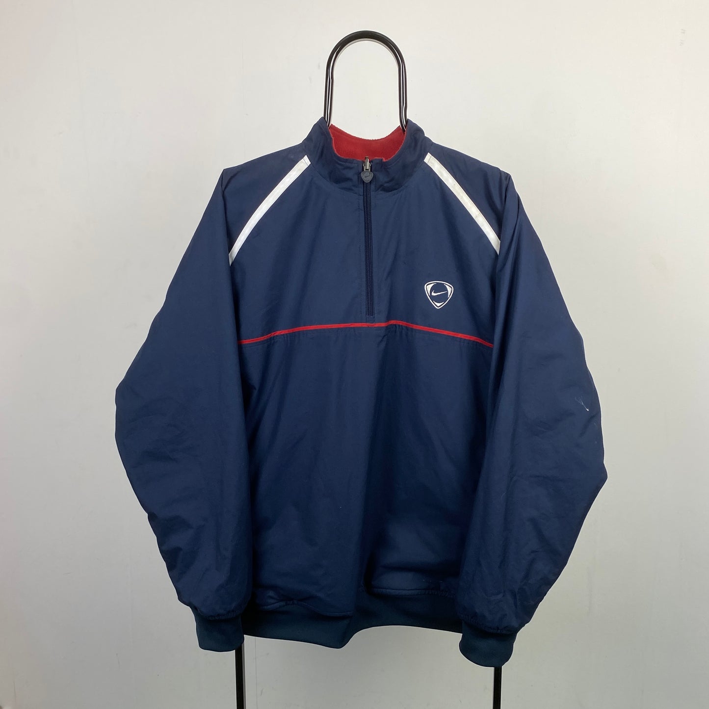 00s Nike Reversible Fleece Coat Jacket Red Blue XL