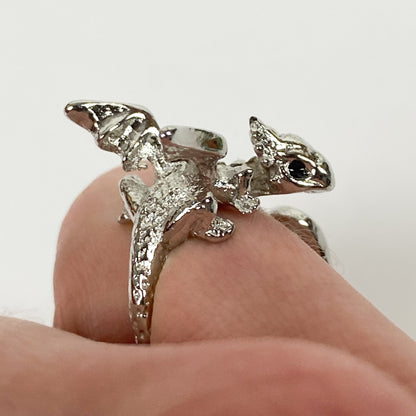 Retro Adjustable Dragon Ring Silver