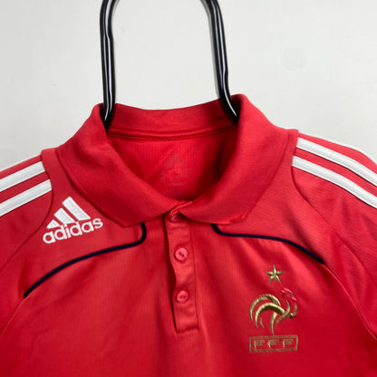 00s Adidas France Polo Shirt T-Shirt Red Medium