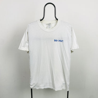 Retro 90s Gildan Bud Light T-Shirt White Large