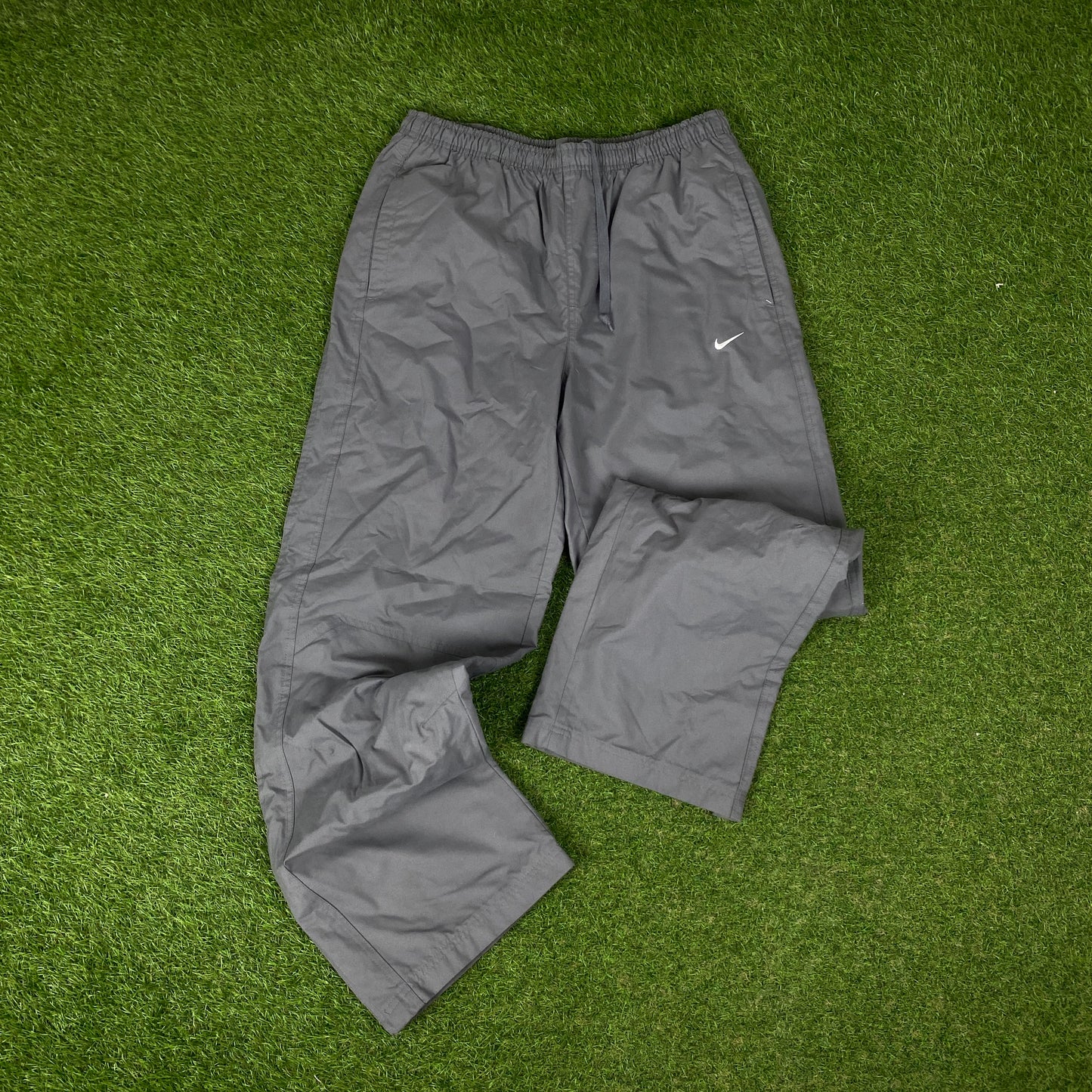 00s Nike Waterproof Tracksuit Jacket + Joggers Set Grey Large