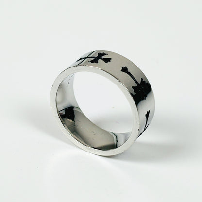 Retro Gothic Cross Band Ring Silver