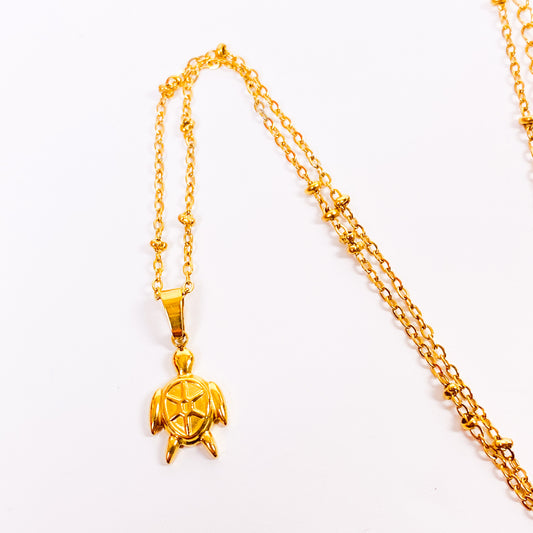 Retro Turtle Necklace Chain Gold