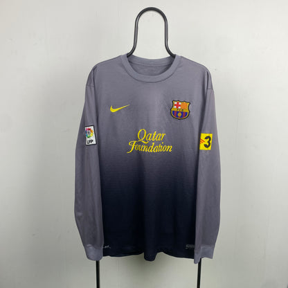 00s Nike Barcelona Football Shirt T-Shirt Grey XL