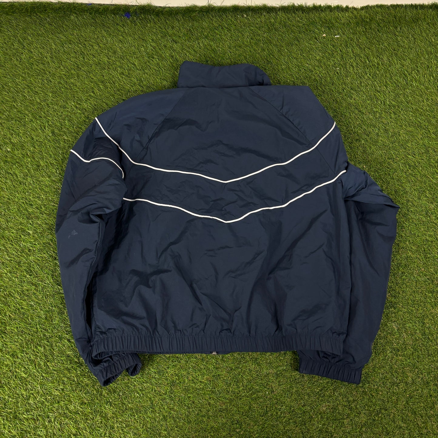 00s Nike Piping Windbreaker Jacket + Joggers Set Blue Small