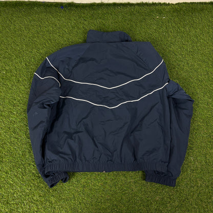 00s Nike Piping Windbreaker Jacket + Joggers Set Blue Small